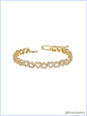 Rhinestone Tennis Bracelet Brass Cuban Link Chain 8 Inch